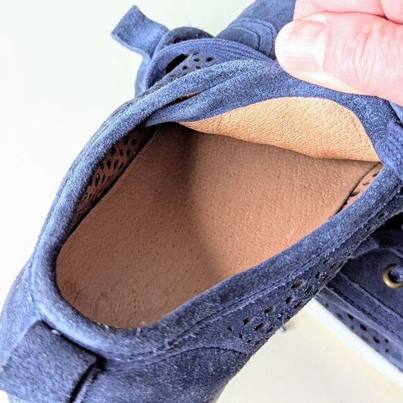 Joie Navy Blue Perforated Leather Lace Up Sneakers Size 9 40 - Picture 10 of 12